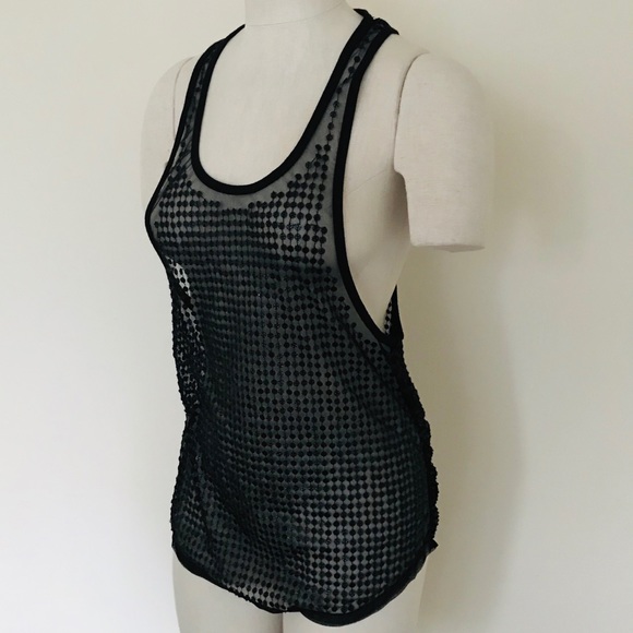 La Rok Sequenced Sheer Black Tank Size M - Picture 2 of 4